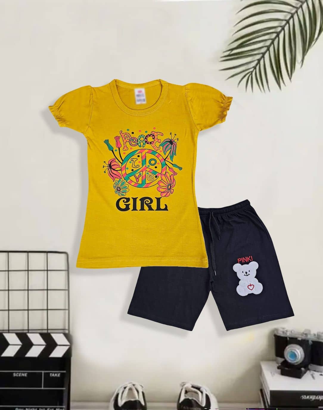 COOLTEES4U Pack of 2 Girls 100% Cotton T-shirt & Shorts ( Multicolor )