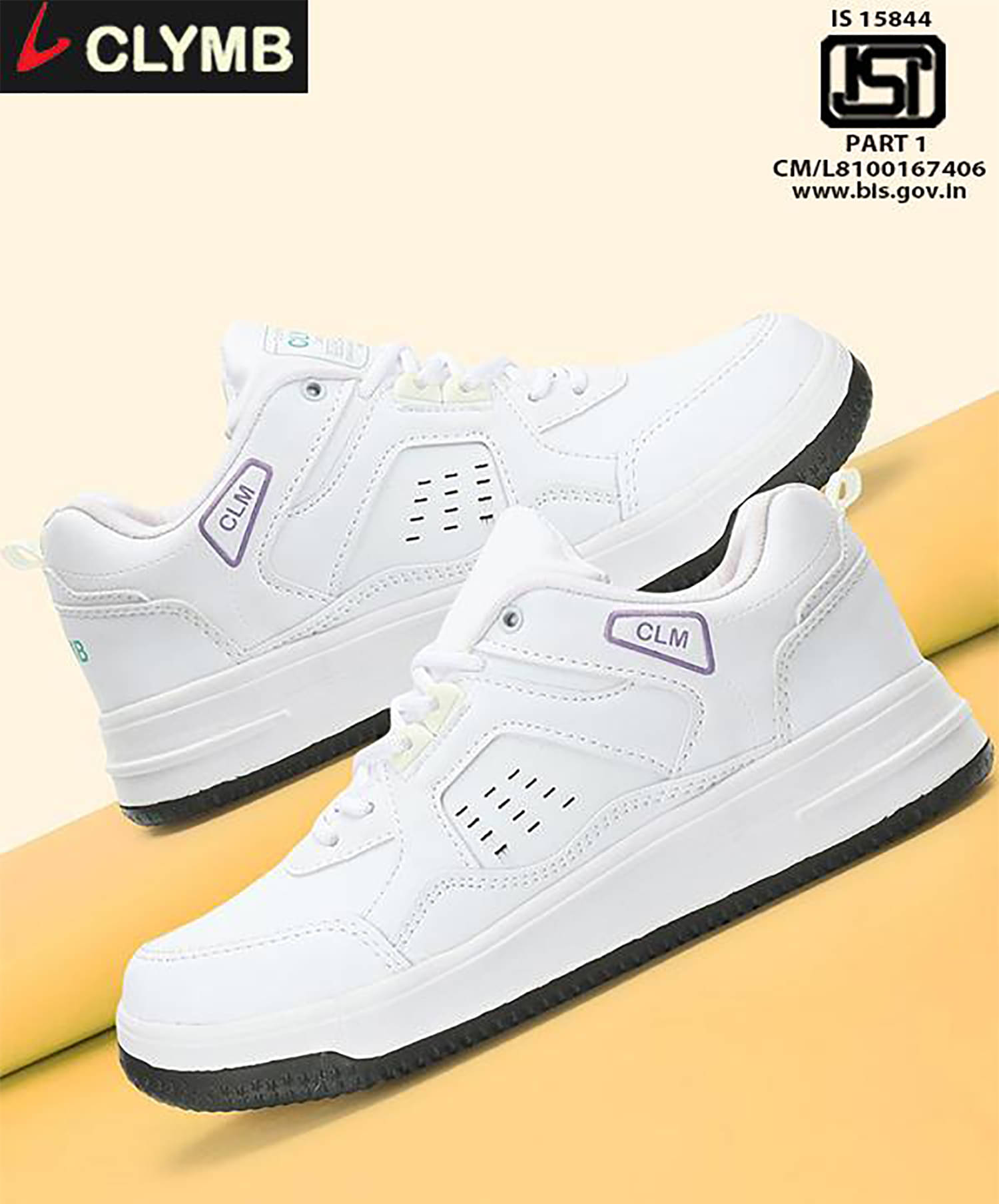     			Clymb White Men's Sneakers