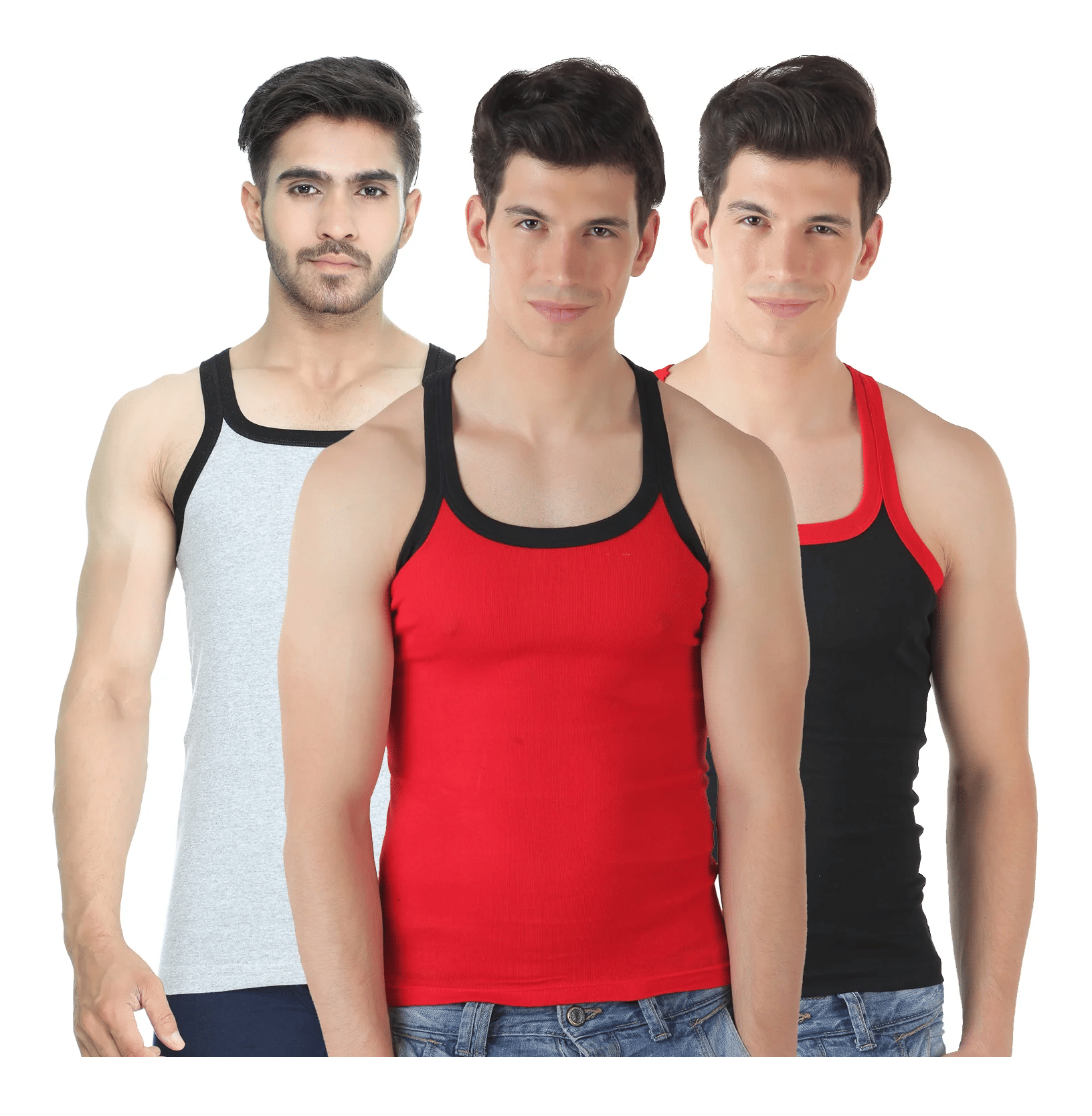     			D1 DIFFERENT ONE Pack of 3 Cotton Gym Vest For Men ( Multicolor )