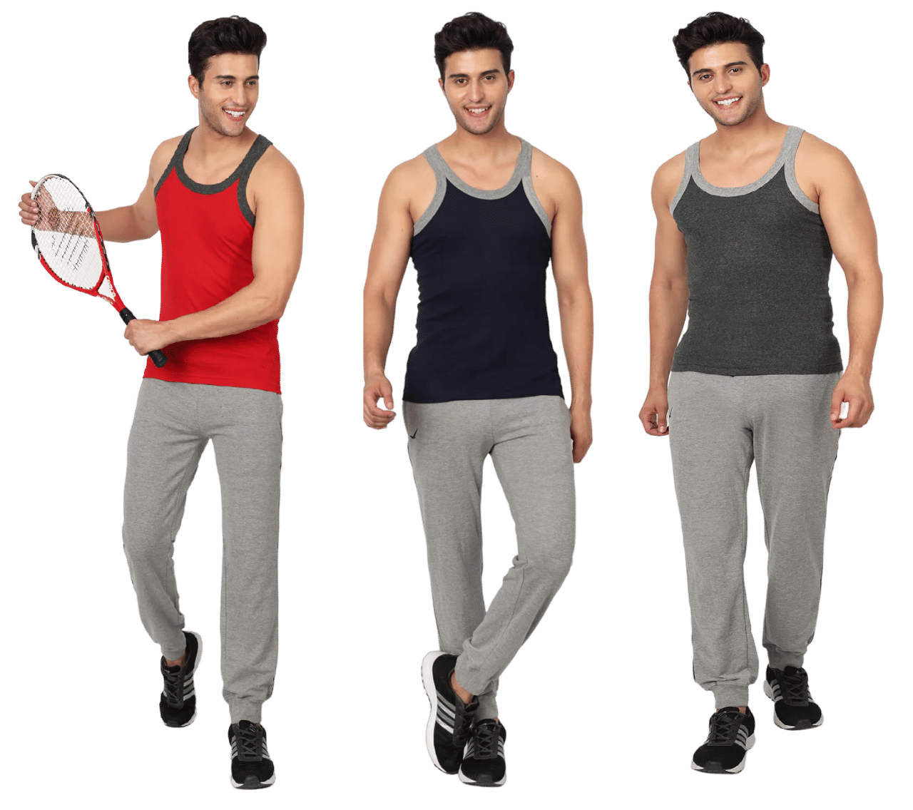 D1 DIFFERENT ONE Pack of 3 Cotton Gym Vest For Men ( Multicolor ) D1 DIFFERENT ONE Pack of 3 Cotton Gym Vest For Men ( Multicolor )