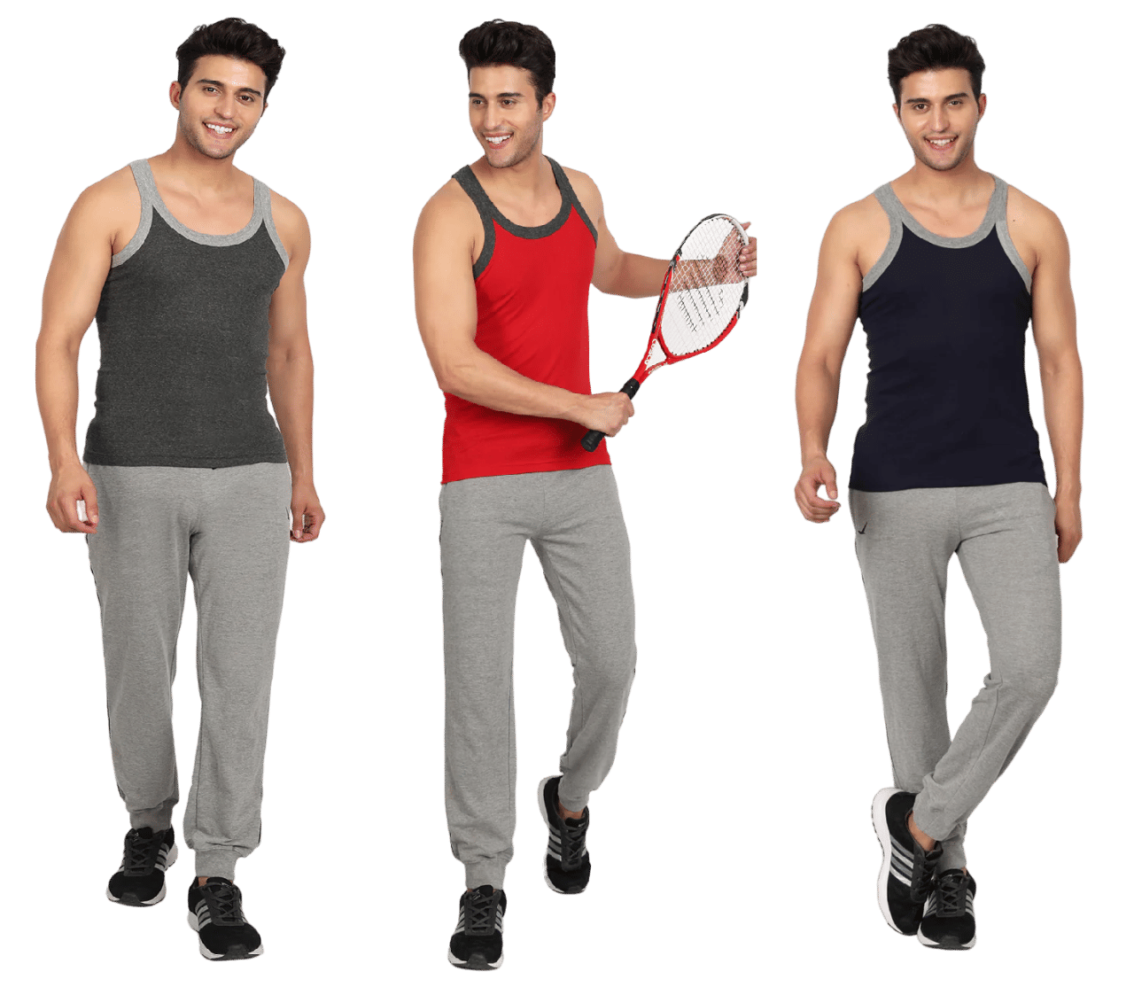 D1 DIFFERENT ONE Pack of 3 Cotton Gym Vest For Men ( Multicolor ) D1 DIFFERENT ONE Pack of 3 Cotton Gym Vest For Men ( Multicolor )
