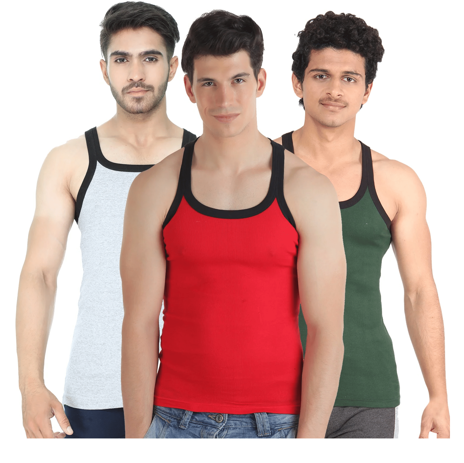 D1 DIFFERENT ONE Pack of 3 Cotton Gym Vest For Men ( Multicolor ) D1 DIFFERENT ONE Pack of 3 Cotton Gym Vest For Men ( Multicolor )