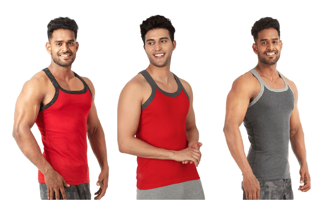 D1 DIFFERENT ONE Pack of 3 Cotton Gym Vest For Men ( Multicolor ) D1 DIFFERENT ONE Pack of 3 Cotton Gym Vest For Men ( Multicolor )