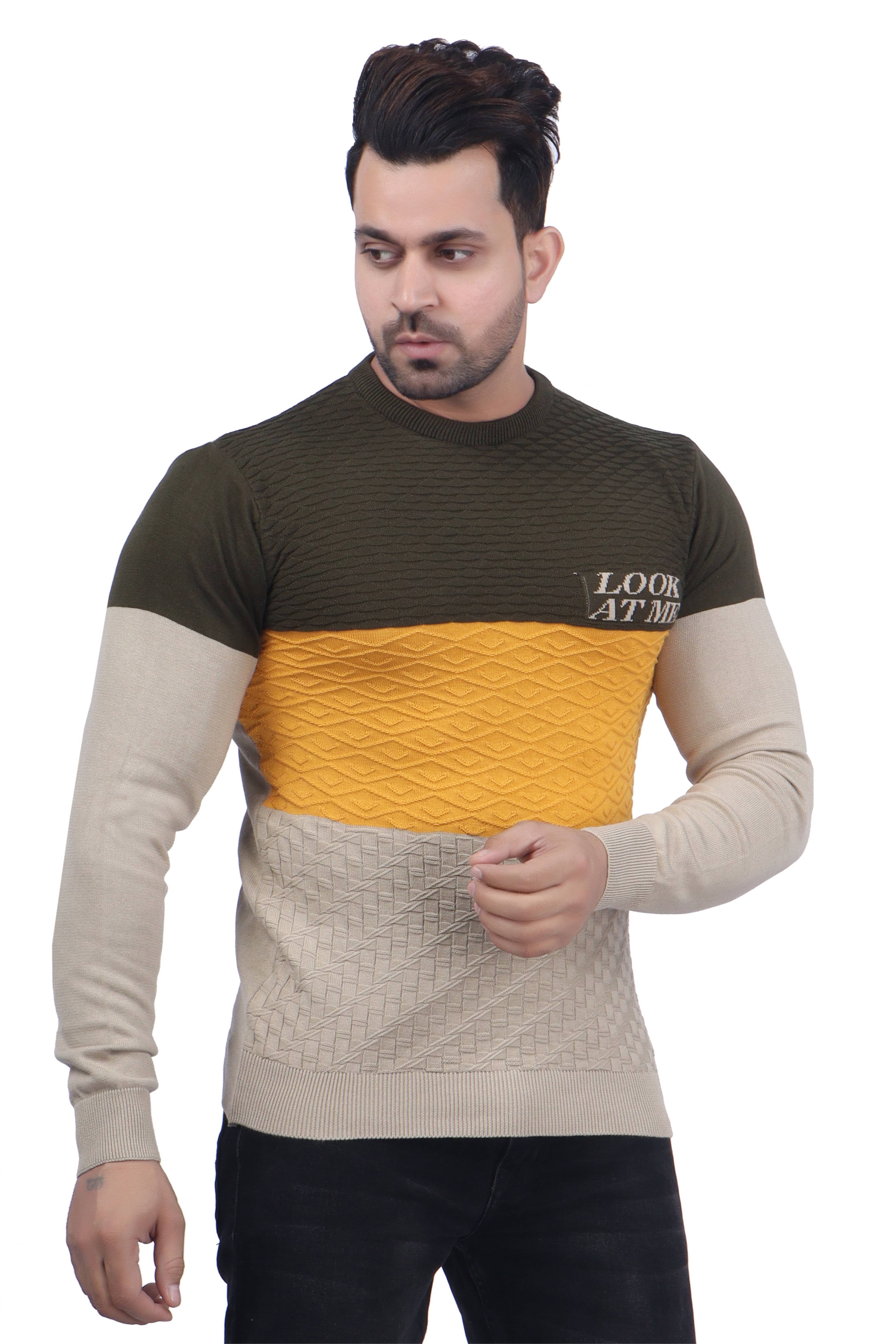     			FEVERFEW Cotton Blend Round Neck Men's Full Sleeves Pullover Sweater - Dark Grey ( Pack of 1 )