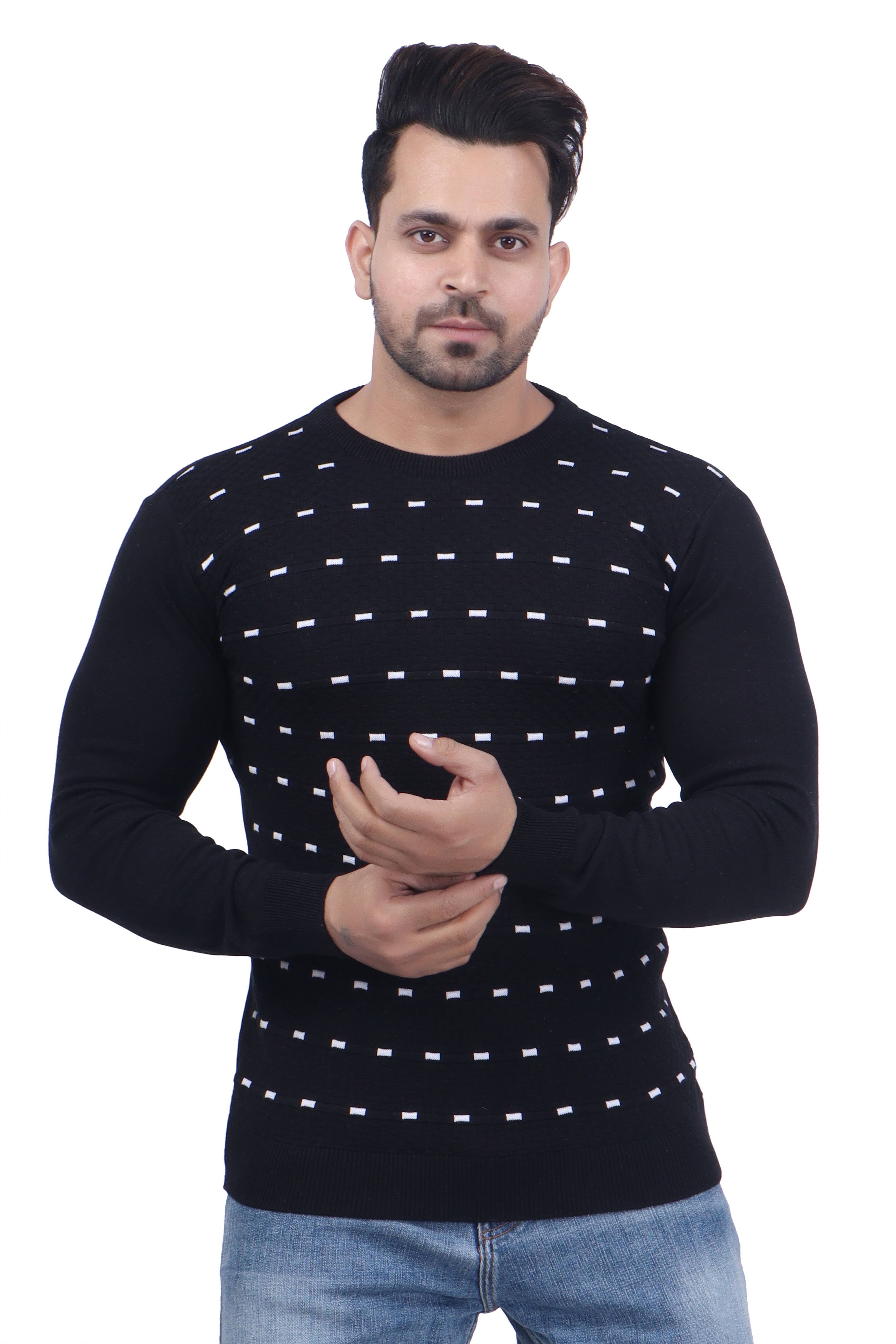 FEVERFEW Cotton Blend Round Neck Men's Full Sleeves Pullover Sweater - Black ( Pack of 1 ) FEVERFEW Cotton Blend Round Neck Men's Full Sleeves Pullover Sweater - Black ( Pack of 1 )