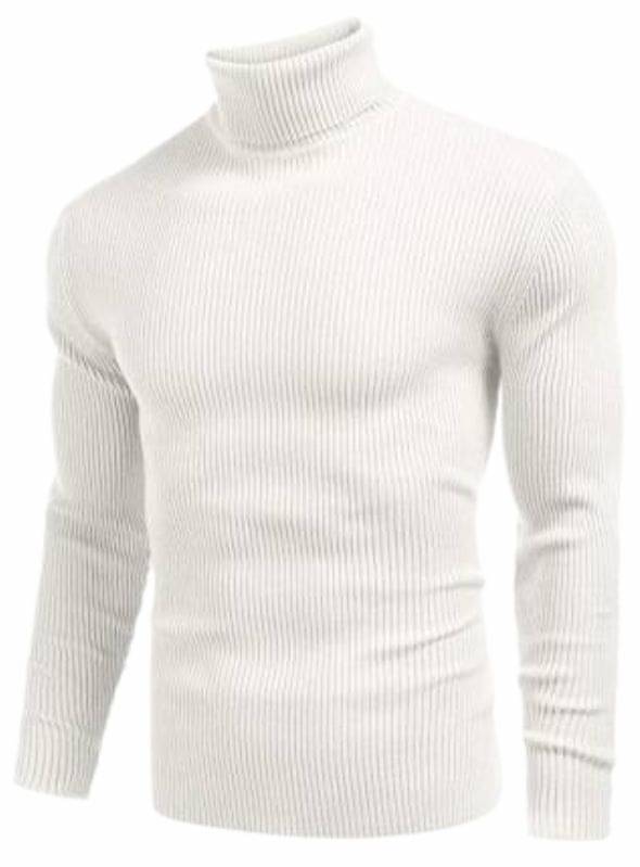 FEVERFEW Woollen Blend High Neck Men's Full Sleeves Pullover Sweater - White ( Pack of 1 )     			FEVERFEW Woollen Blend High Neck Men's Full Sleeves Pullover Sweater - White ( Pack of 1 )