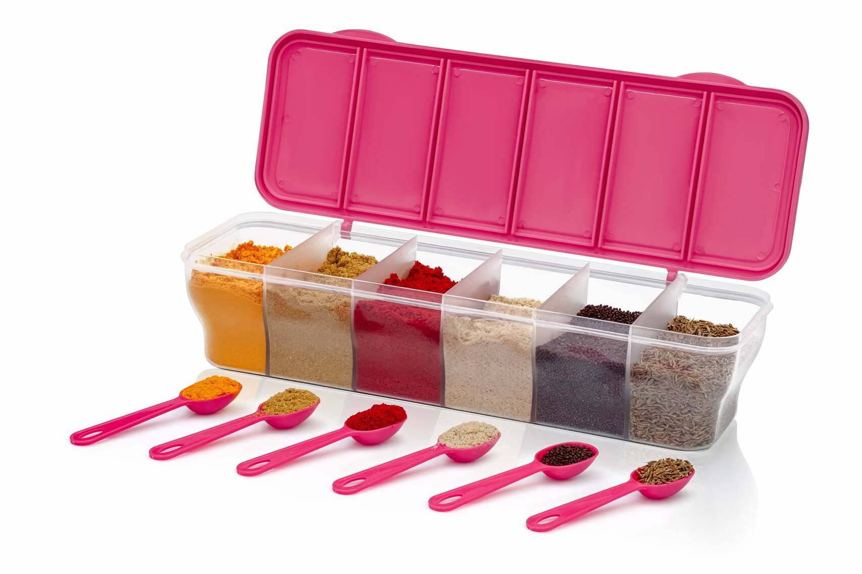     			FIT4CHEF 6 Section Container Plastic Pink Spice Container ( Set of 1 )