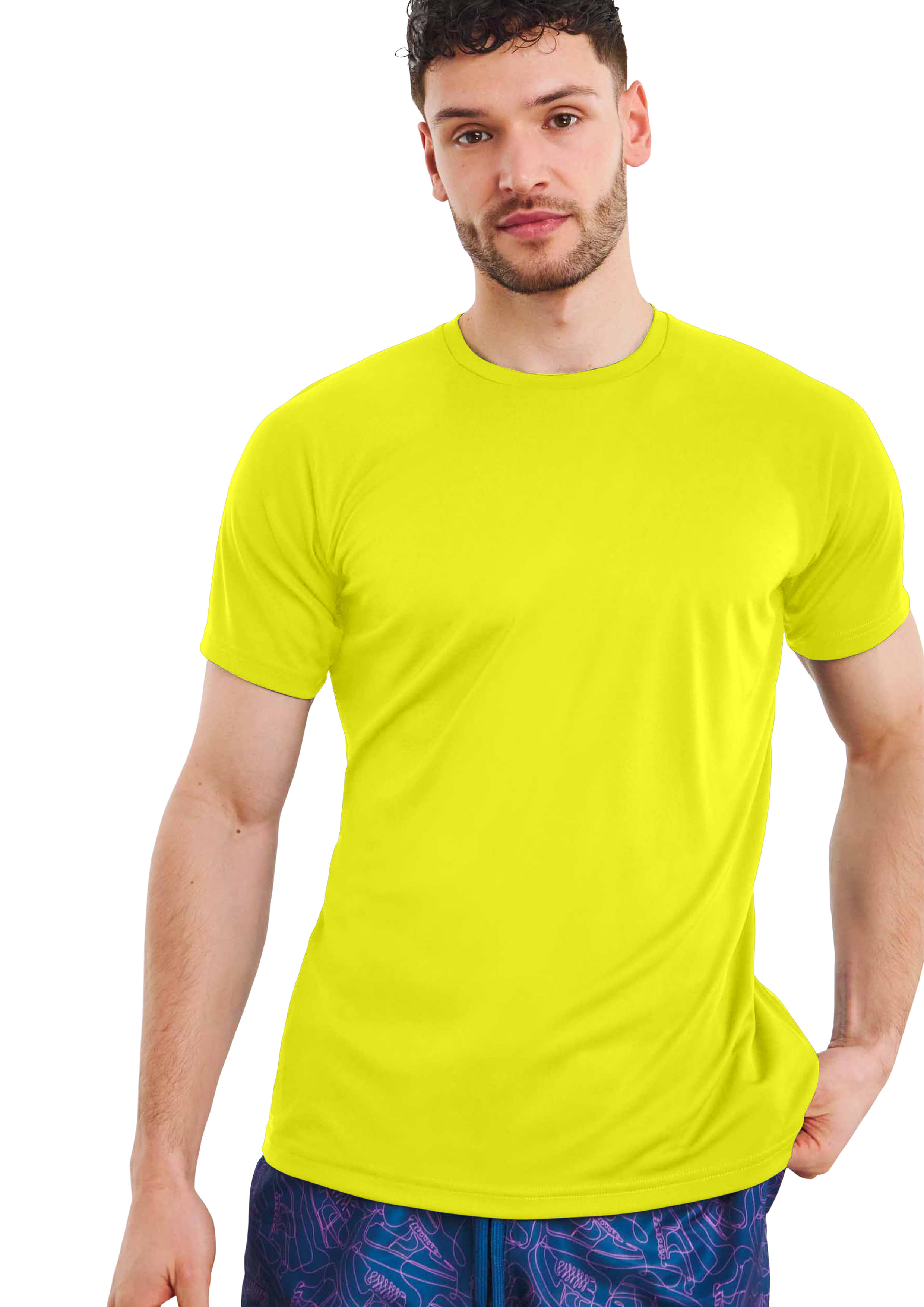 FTX Polyester Regular Fit Solid Half Sleeves Men's Round T-Shirt - Yellow ( Pack of 1 )
