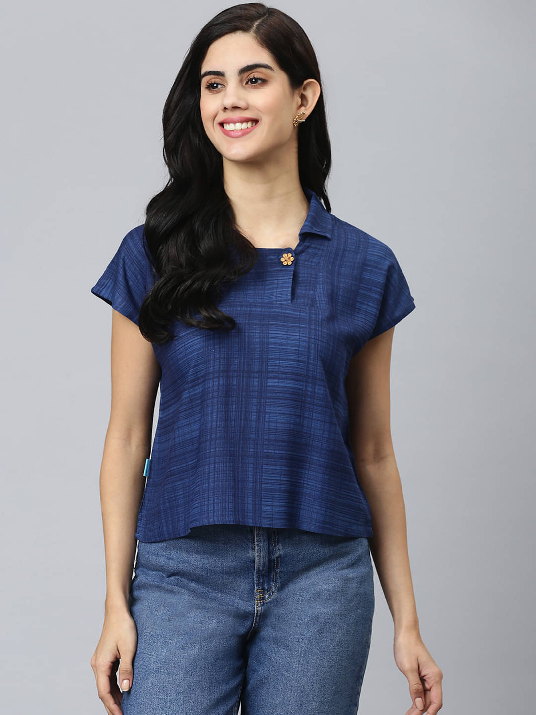     			Flamboyant Women's Viscose Rayon Regular Top ( Blue )