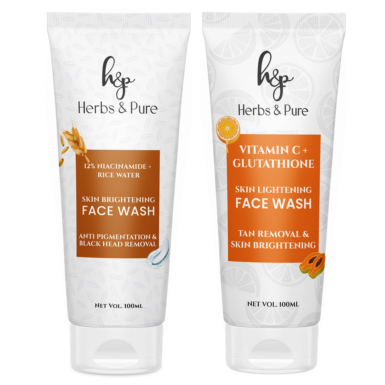 Herbs and Pure - Rice Water & Vitamin C Face Wash for Bleackheads & Tan Removal (Pack of 1 of 2 (200ml) Herbs and Pure - Rice Water & Vitamin C Face Wash for Bleackheads & Tan Removal (Pack of 1 of 2 (200ml)