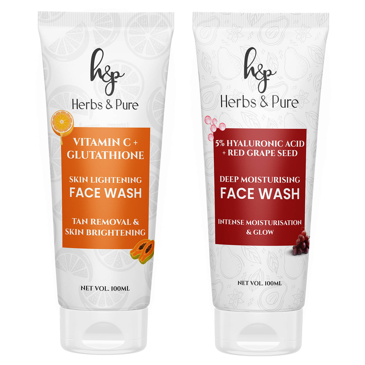    			Herbs and Pure Vitamin C & Red Grapes Face Wash For Tan Removal & Moisturisation (Pack of 1 of 2 (100ml)