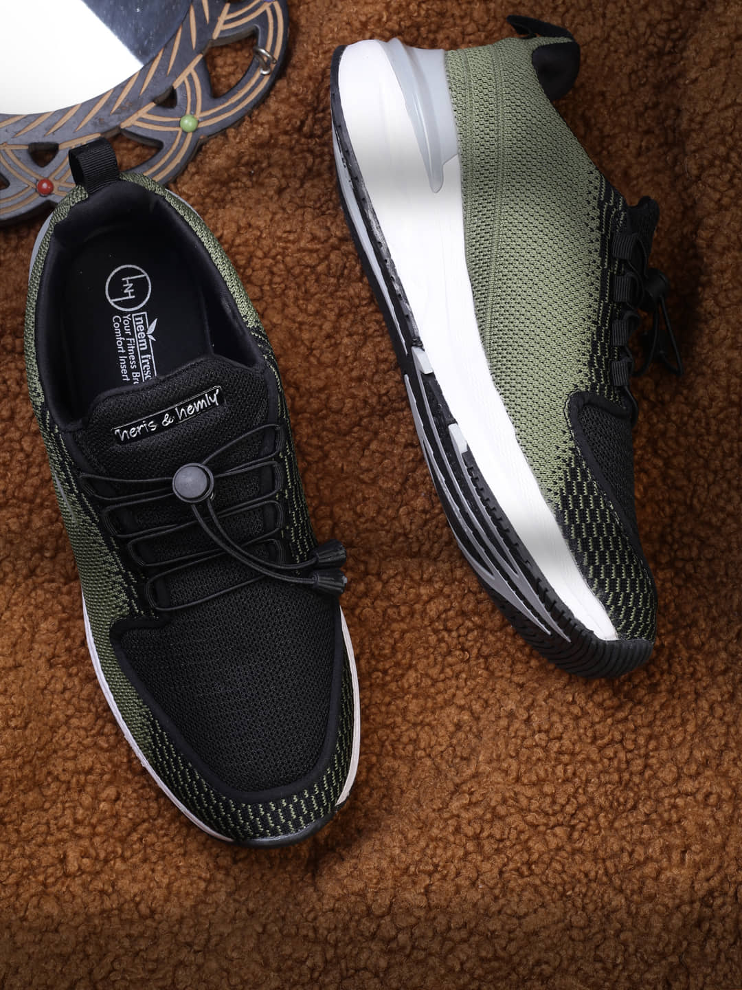 Heris & Hemly HNH-7071_Olive Black Black Men's Sports Running Shoes - Sports Shoes | Buy online on ZillyBuy