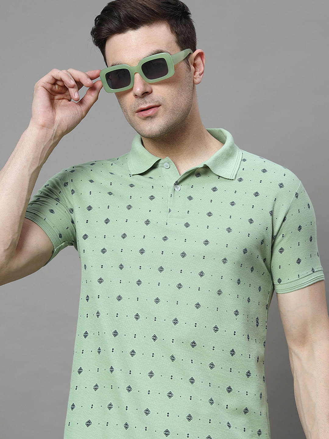     			Hushbucks Pack of 1 Cotton Blend Regular Fit Printed Half Sleeves Men's Polo T Shirt ( Sea Green )