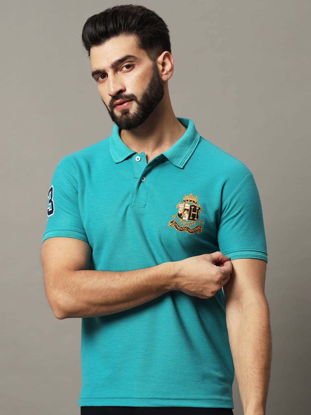 Hushbucks Pack of 1 Cotton Blend Regular Fit Solid Half Sleeves Men's Polo T Shirt ( Green ) Hushbucks Pack of 1 Cotton Blend Regular Fit Solid Half Sleeves Men's Polo T Shirt ( Green )