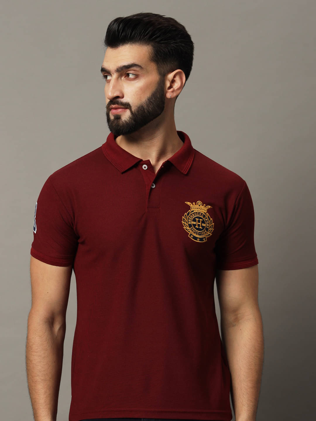     			Hushbucks Pack of 1 Cotton Blend Regular Fit Solid Half Sleeves Men's Polo T Shirt ( Maroon )