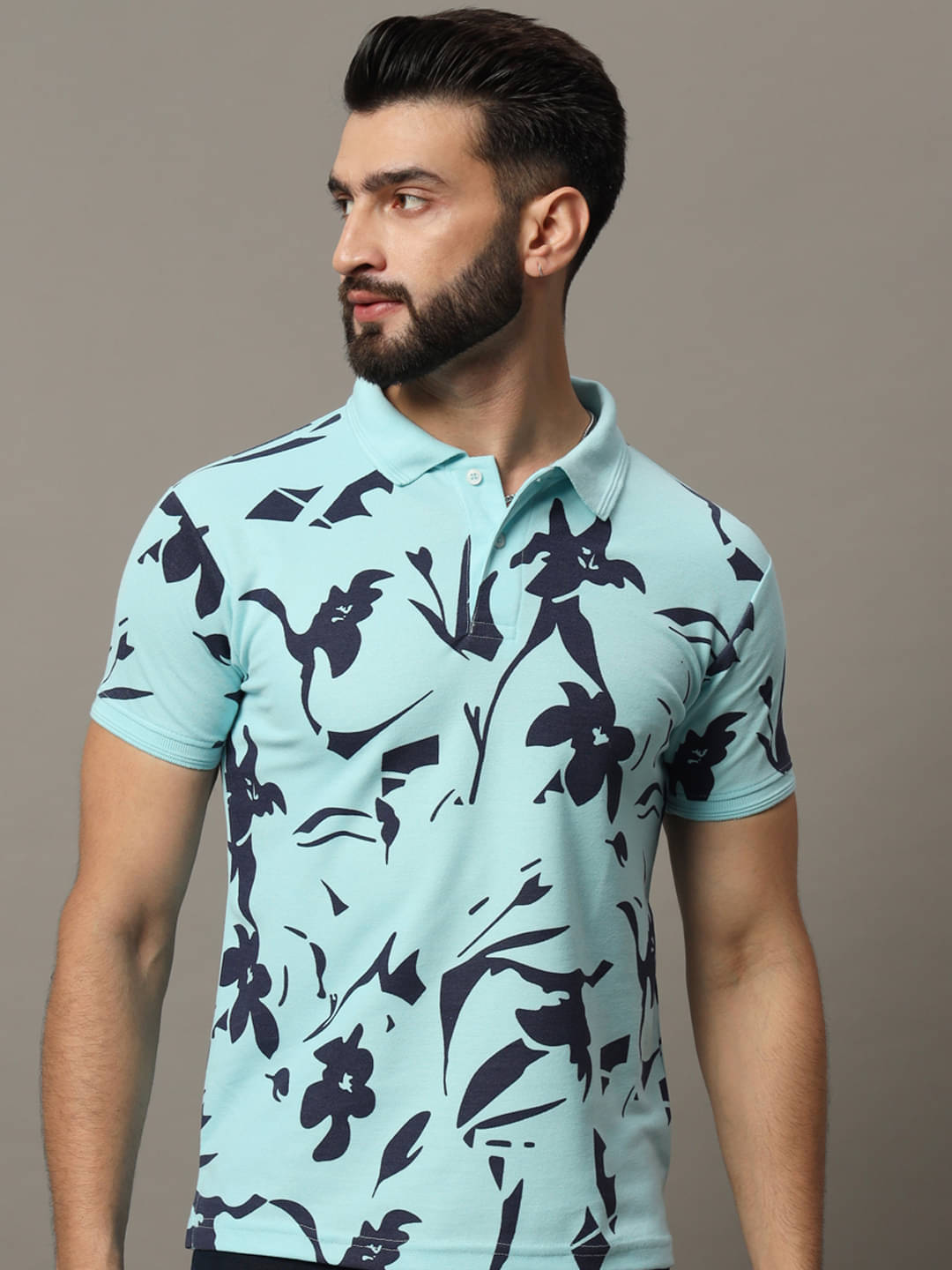 Hushbucks Pack of 1 Cotton Blend Regular Fit Printed Half Sleeves Men's Polo T Shirt ( Aqua ) Hushbucks Pack of 1 Cotton Blend Regular Fit Printed Half Sleeves Men's Polo T Shirt ( Aqua )