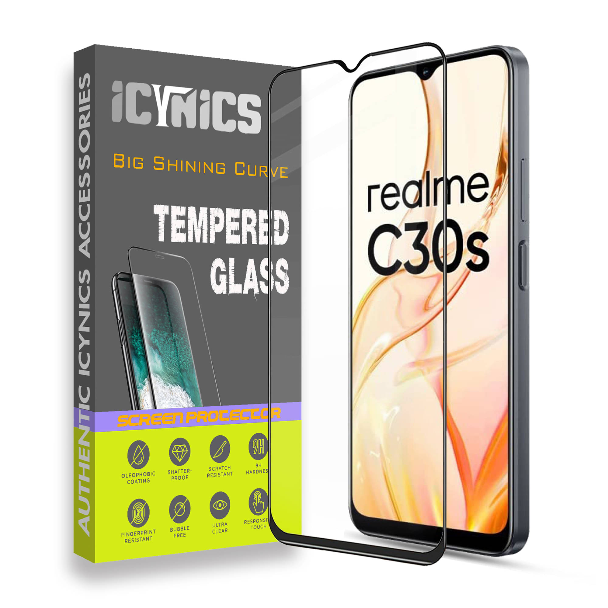     			Icynics Tempered Glass Compatible For Realme C30s ( Pack of 1 )