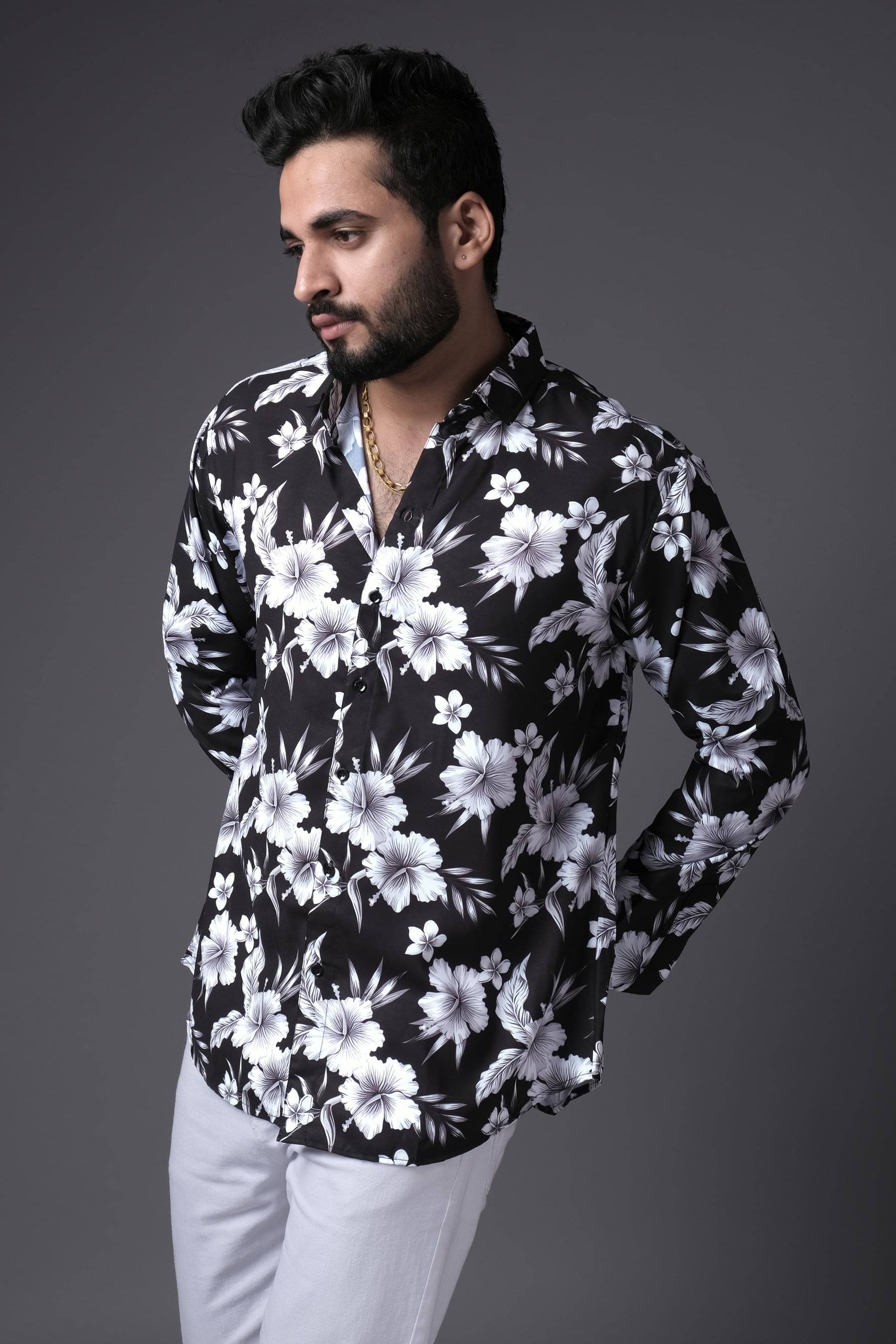     			LENRIZA Elastane Regular Fit Printed Full Sleeves Men's Casual Shirt - Black ( Pack of 1 )