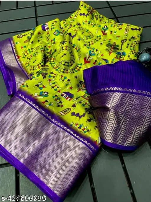 Magneitta Art Silk Woven Saree With Unstitched Blouse Piece ( Light Green ) - Sarees | Buy online on ZillyBuy