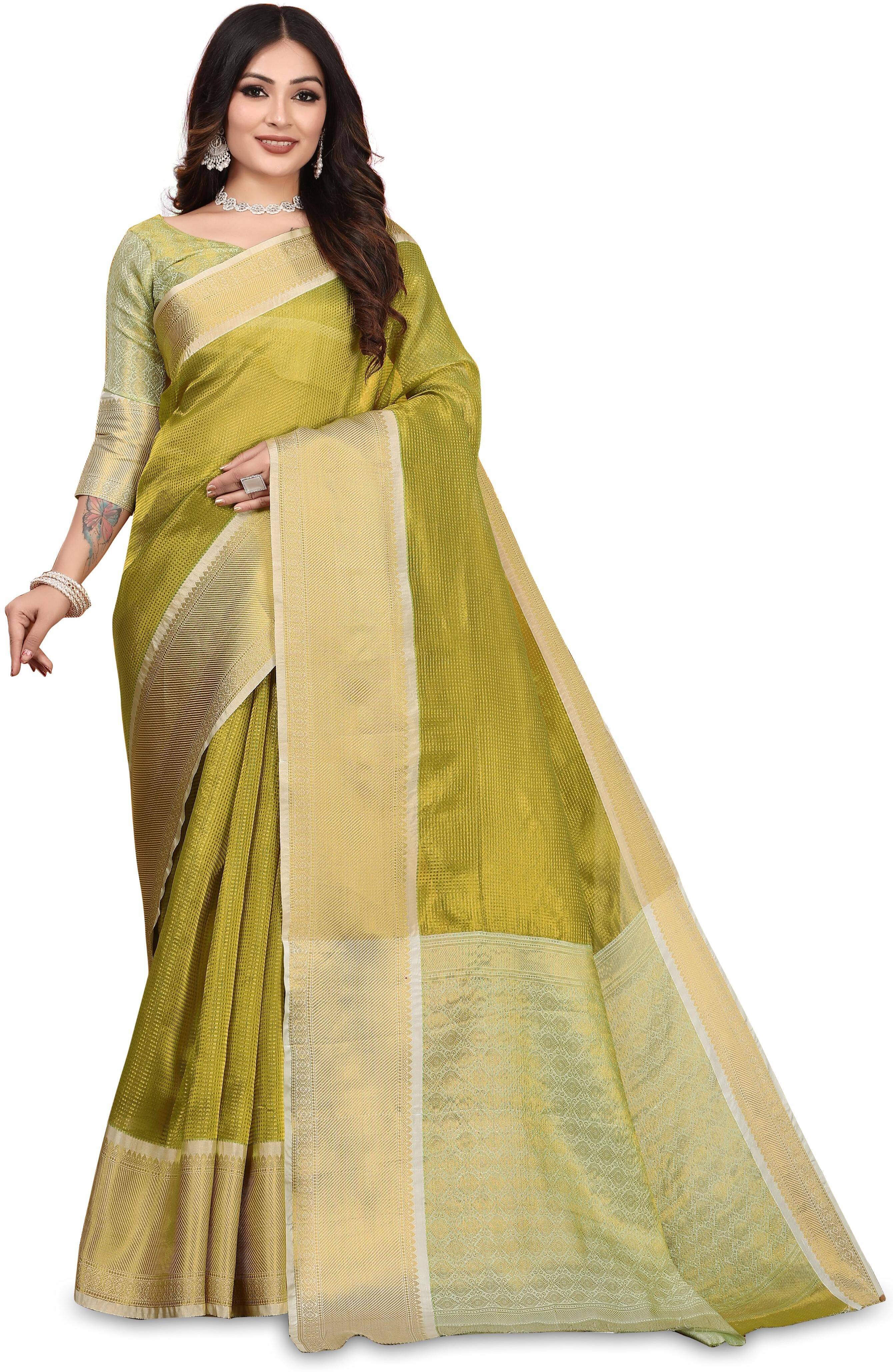     			Magneitta Art Silk Woven Saree With Unstitched Blouse Piece ( Gold )