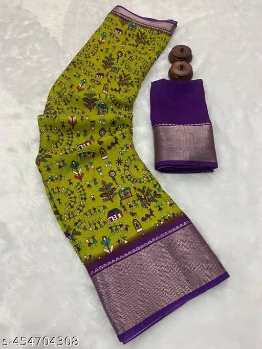 Magneitta Art Silk Woven Saree With Unstitched Blouse Piece ( Light Green ) - Sarees | Buy online on ZillyBuy