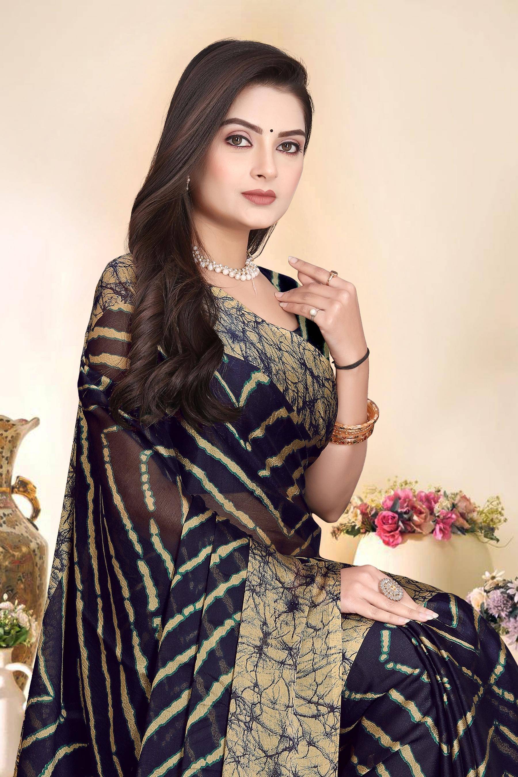 Magneitta Chiffon Self Design Saree With Unstitched Blouse Piece ( Black ) Magneitta Chiffon Self Design Saree With Unstitched Blouse Piece ( Black )