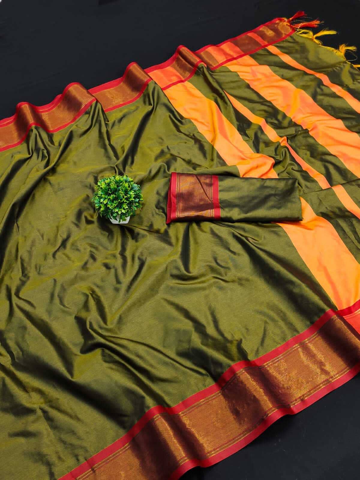 Magneitta Cotton Silk Woven Saree With Unstitched Blouse Piece ( Multicolor ) - Sarees | Buy online on ZillyBuy