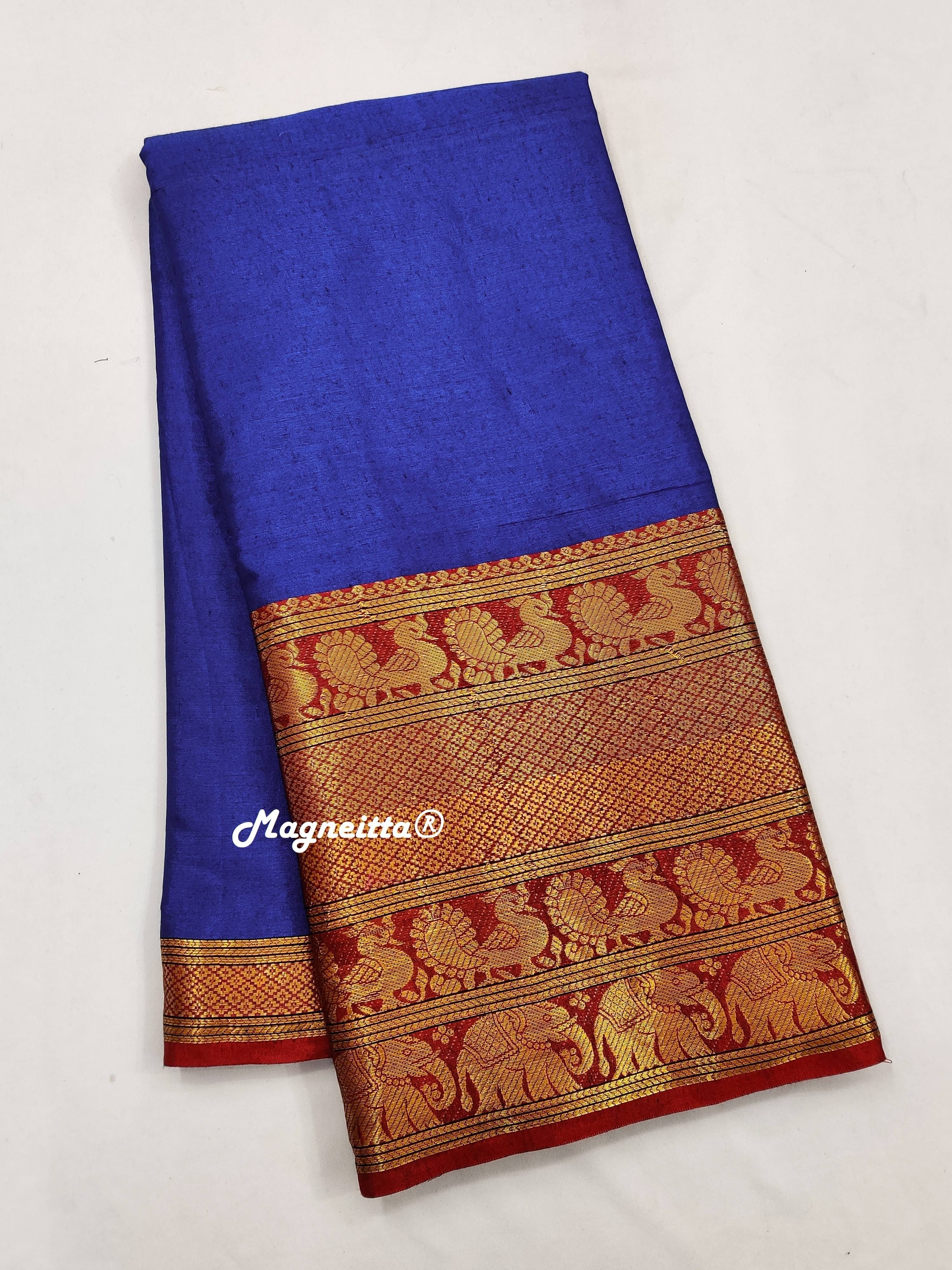 Magneitta Silk Blend Woven Saree With Unstitched Blouse Piece ( Blue ) Magneitta Silk Blend Woven Saree With Unstitched Blouse Piece ( Blue )