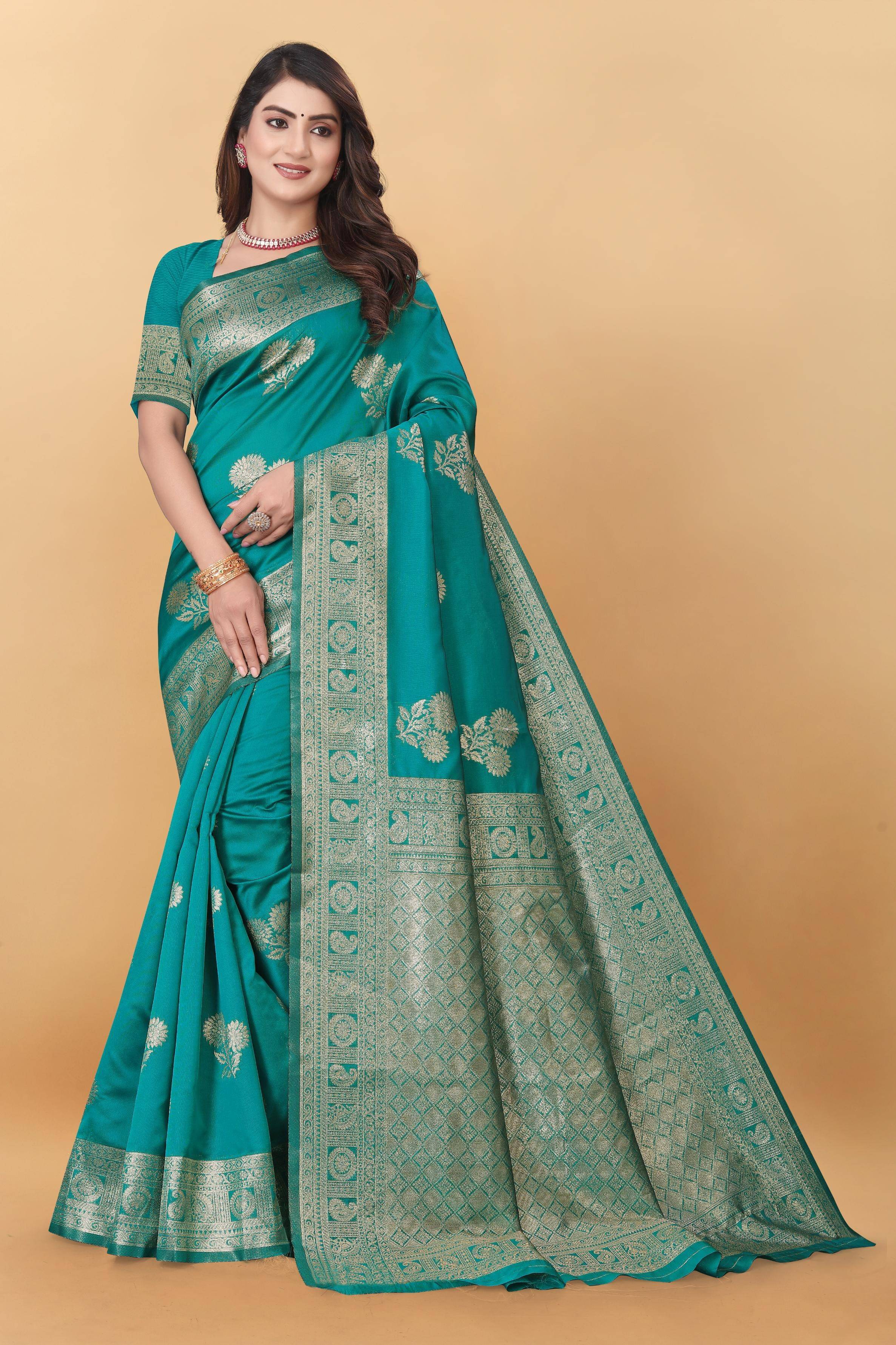     			Magneitta Silk Woven Saree With Unstitched Blouse Piece ( Blue )