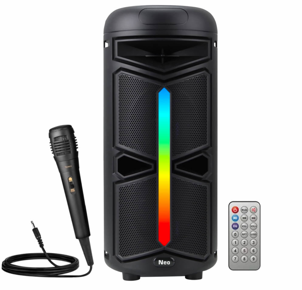     			Neo RGB KARAOKE MIC 40 W Bluetooth Speaker Bluetooth V 5.3 with USB Playback Time 6 hrs Black