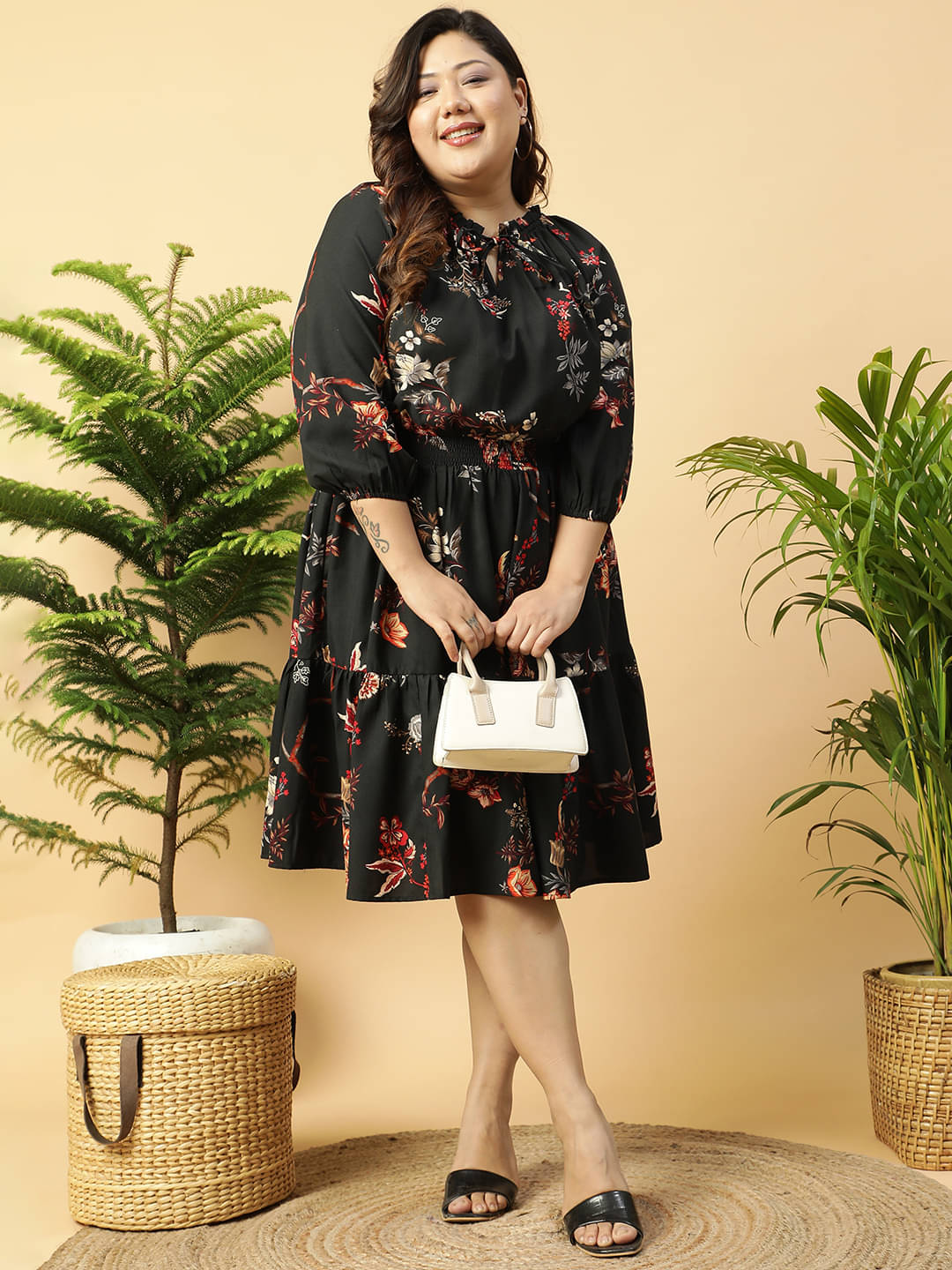     			Oxolloxo Women Viscose Rayon Printed Fit & Flare Dress ( Multicolor )