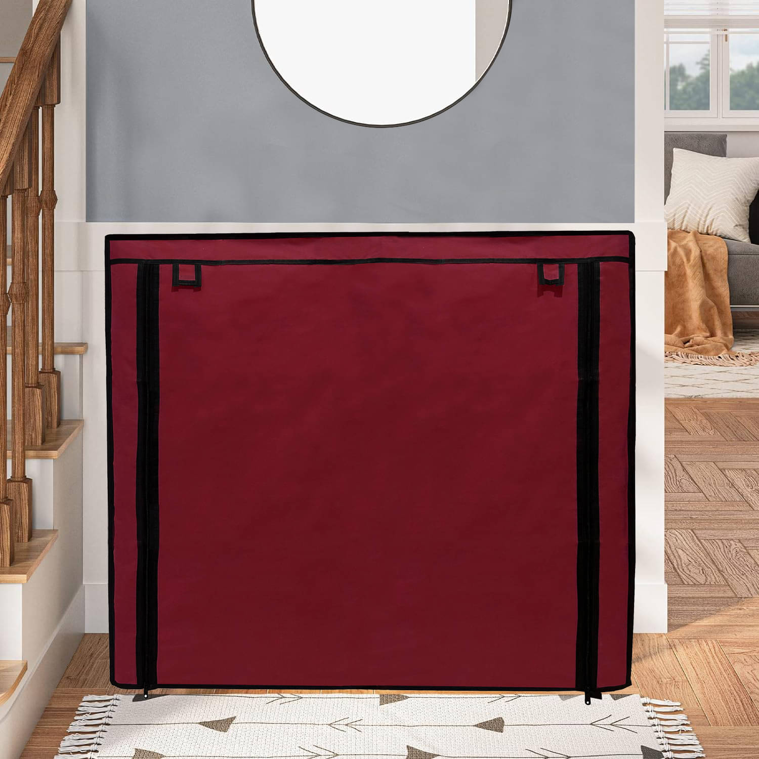     			PHILOSHOP 12 Layer Shoe Rack Cover Portable Foldable Shoe Stand Non Woven Zipper Fabric Cover (Maroon)