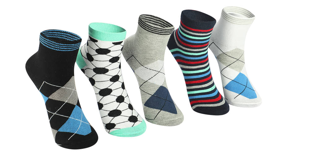     			PRIMESOX Pack of 5 Boys Cotton Ankle Length Socks ( Multocolor 4 )