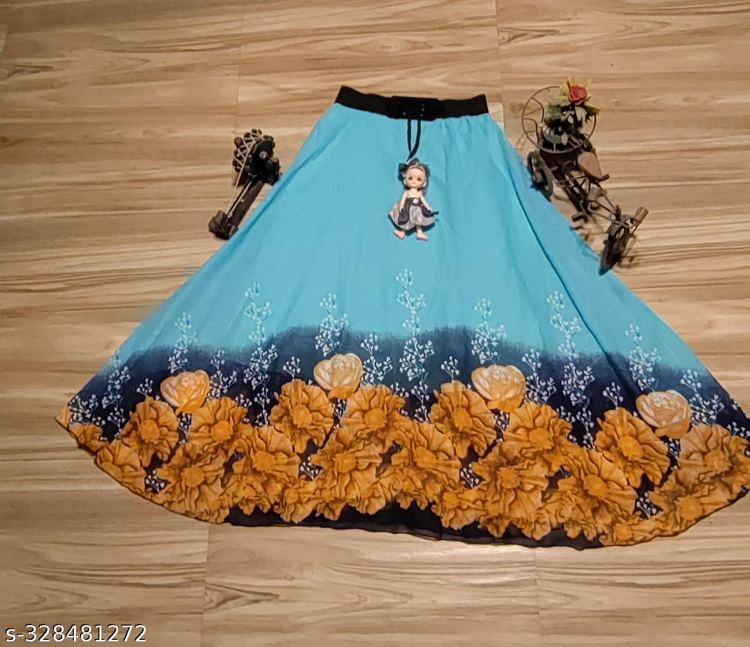    			RC NEOEN Turquoise Georgette Women's Flared Skirt ( Pack of 1 )