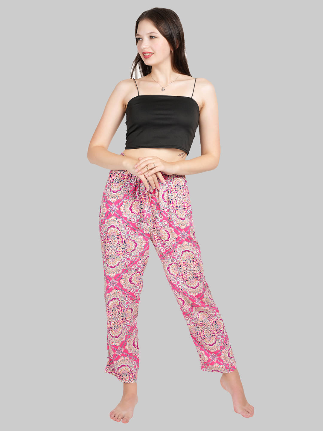     			STYLE SHOES Pack of 1 Rayon Straight Women's Casual Pants ( Pink )