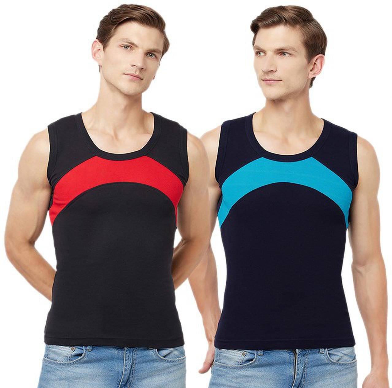     			TT Pack of 2 Cotton Gym Vest For Men ( Black )