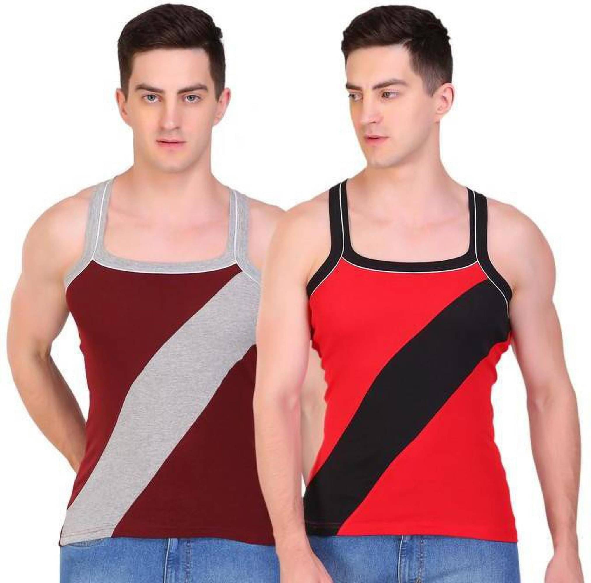 TT Pack of 2 Cotton Gym Vest For Men ( Multicolor )     			TT Pack of 2 Cotton Gym Vest For Men ( Multicolor )