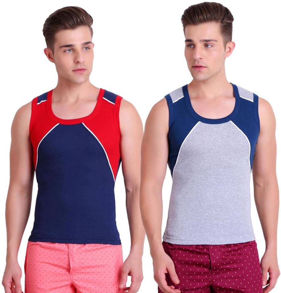     			TT Pack of 2 Cotton Gym Vest For Men ( Blue )
