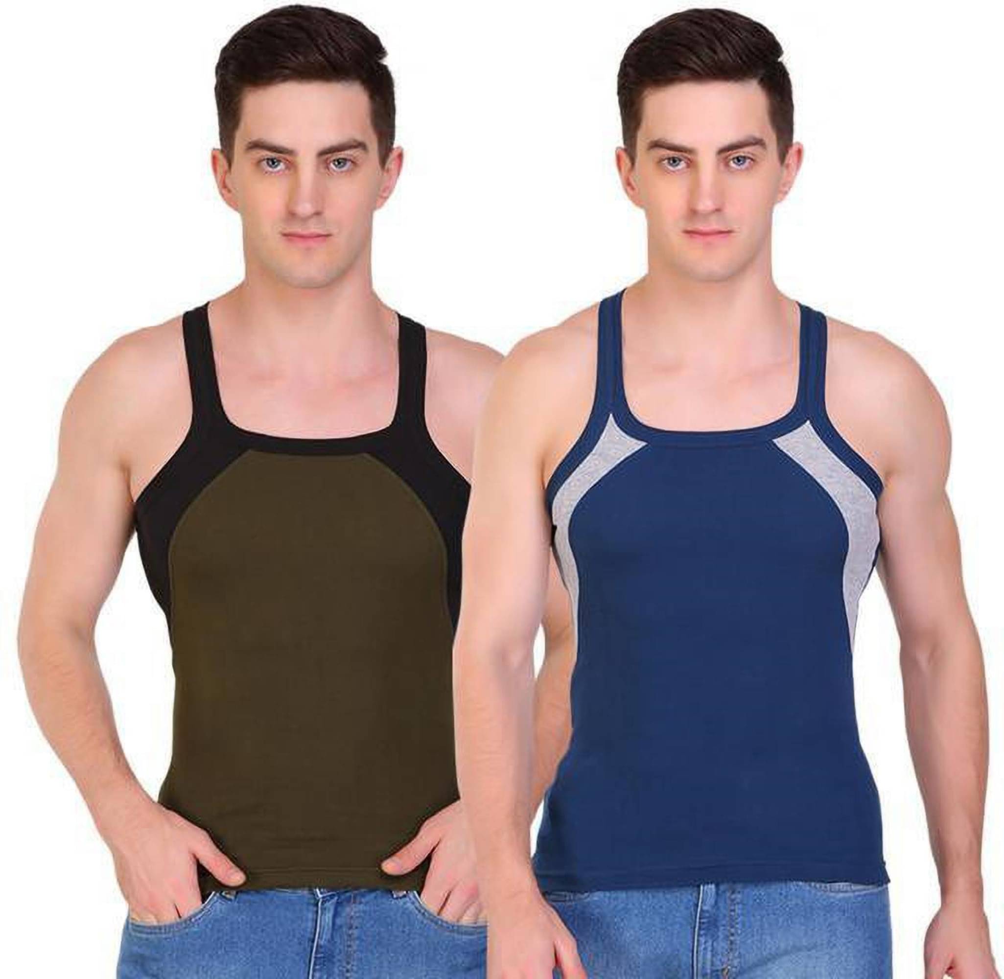 TT Pack of 2 Cotton Gym Vest For Men ( Blue ) TT Pack of 2 Cotton Gym Vest For Men ( Blue )