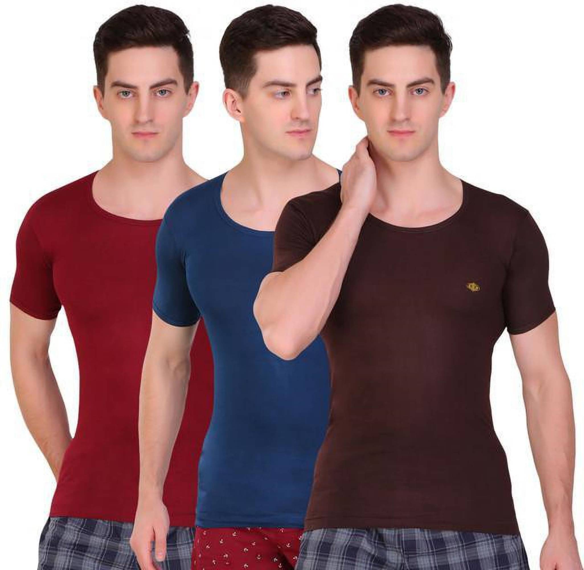 TT Pack of 3 Cotton Basic Vest For Men ( Multicolor ) TT Pack of 3 Cotton Basic Vest For Men ( Multicolor )