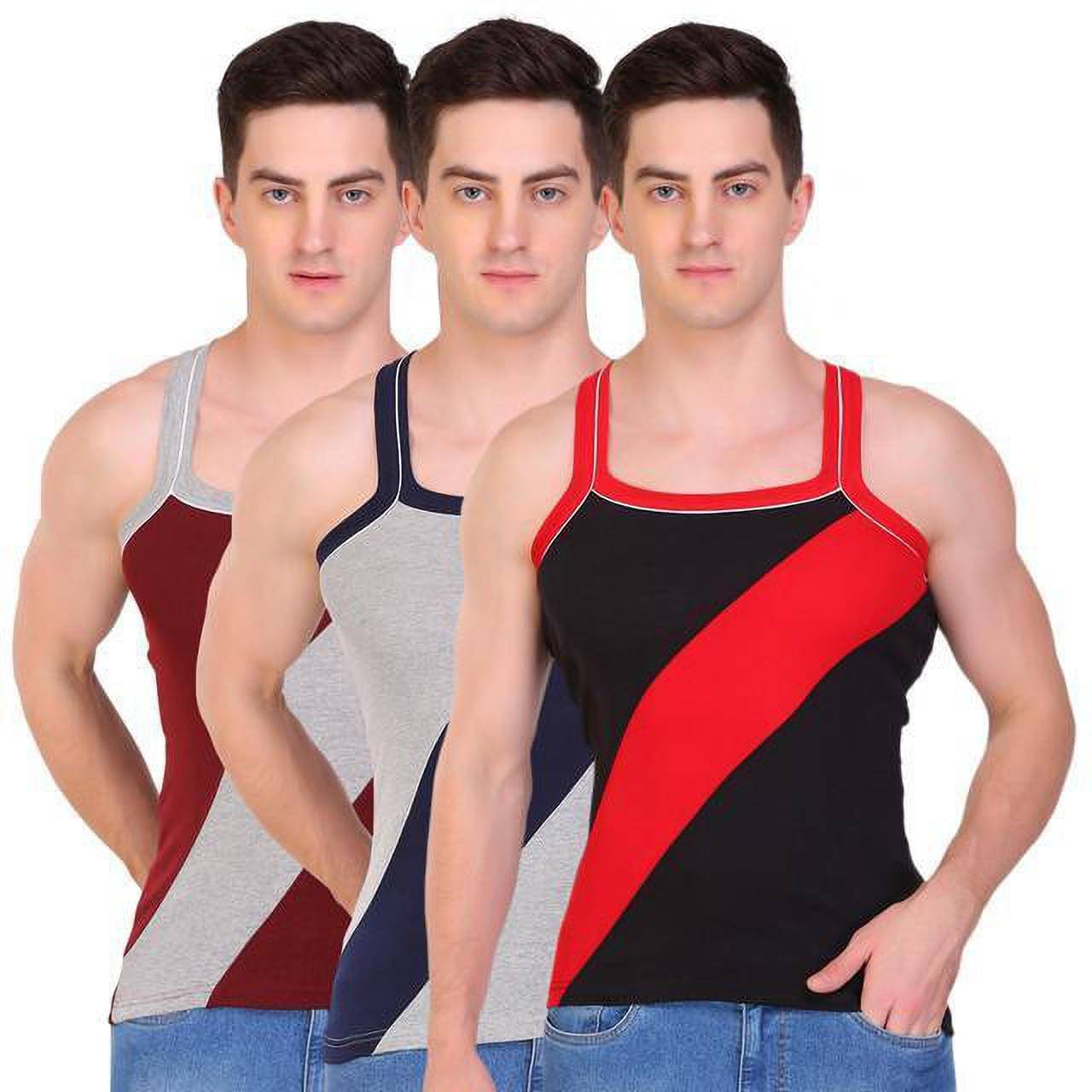 TT Pack of 3 Cotton Gym Vest For Men ( Multicolor ) TT Pack of 3 Cotton Gym Vest For Men ( Multicolor )