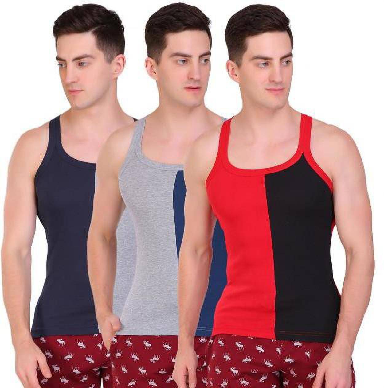 TT Pack of 3 Cotton Gym Vest For Men ( Multicolor )     			TT Pack of 3 Cotton Gym Vest For Men ( Multicolor )
