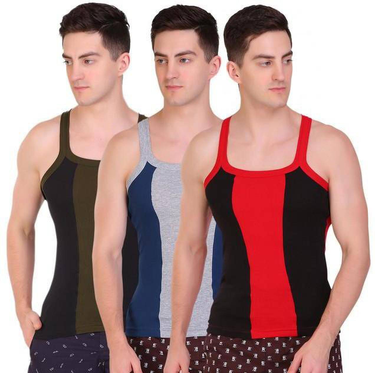 TT Pack of 3 Cotton Gym Vest For Men ( Multicolor )     			TT Pack of 3 Cotton Gym Vest For Men ( Multicolor )