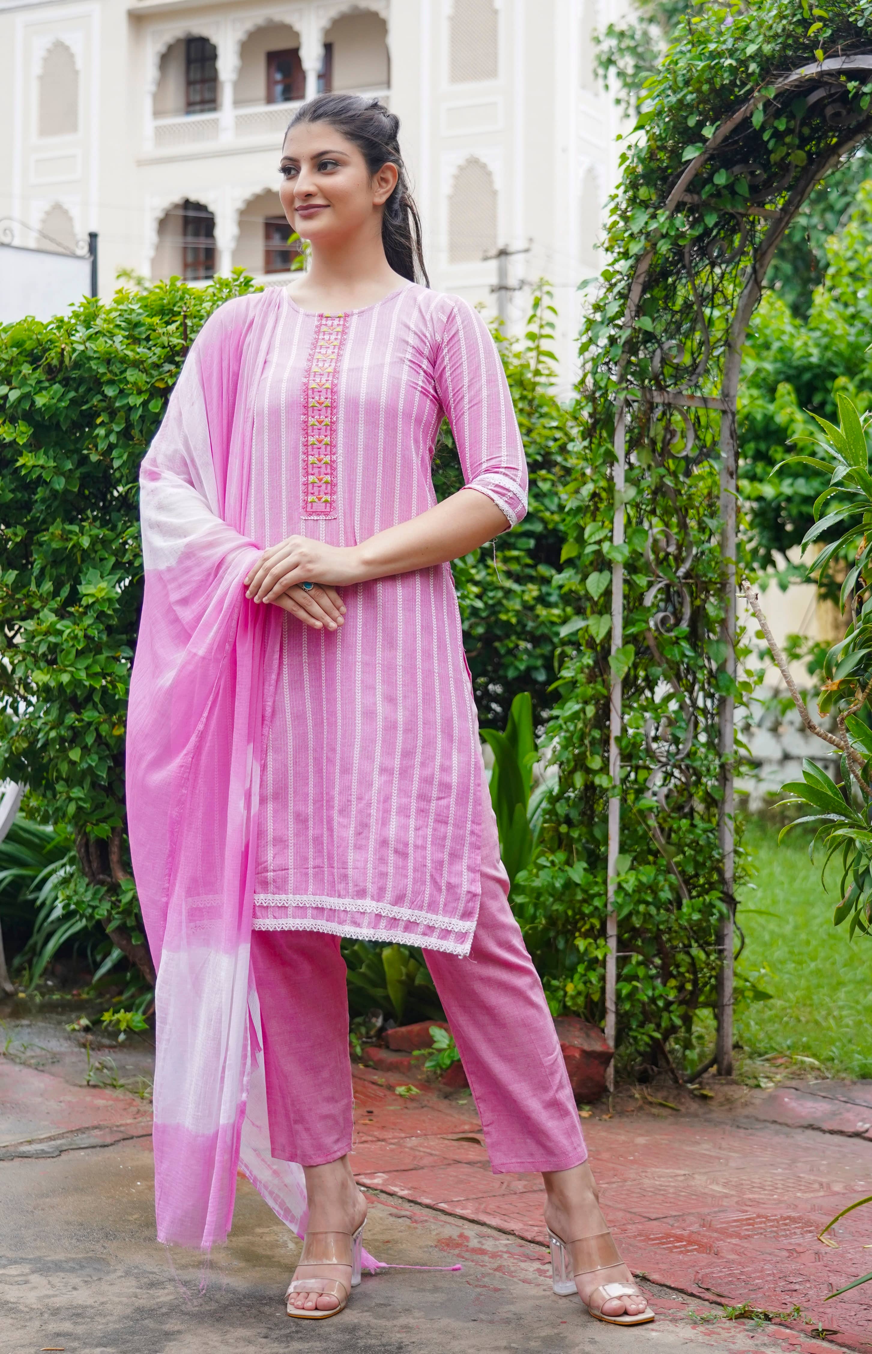 anushansa Cotton Blend Printed Kurti With Pants Women's Stitched Salwar Suit - Blue ( Pack of 1 )