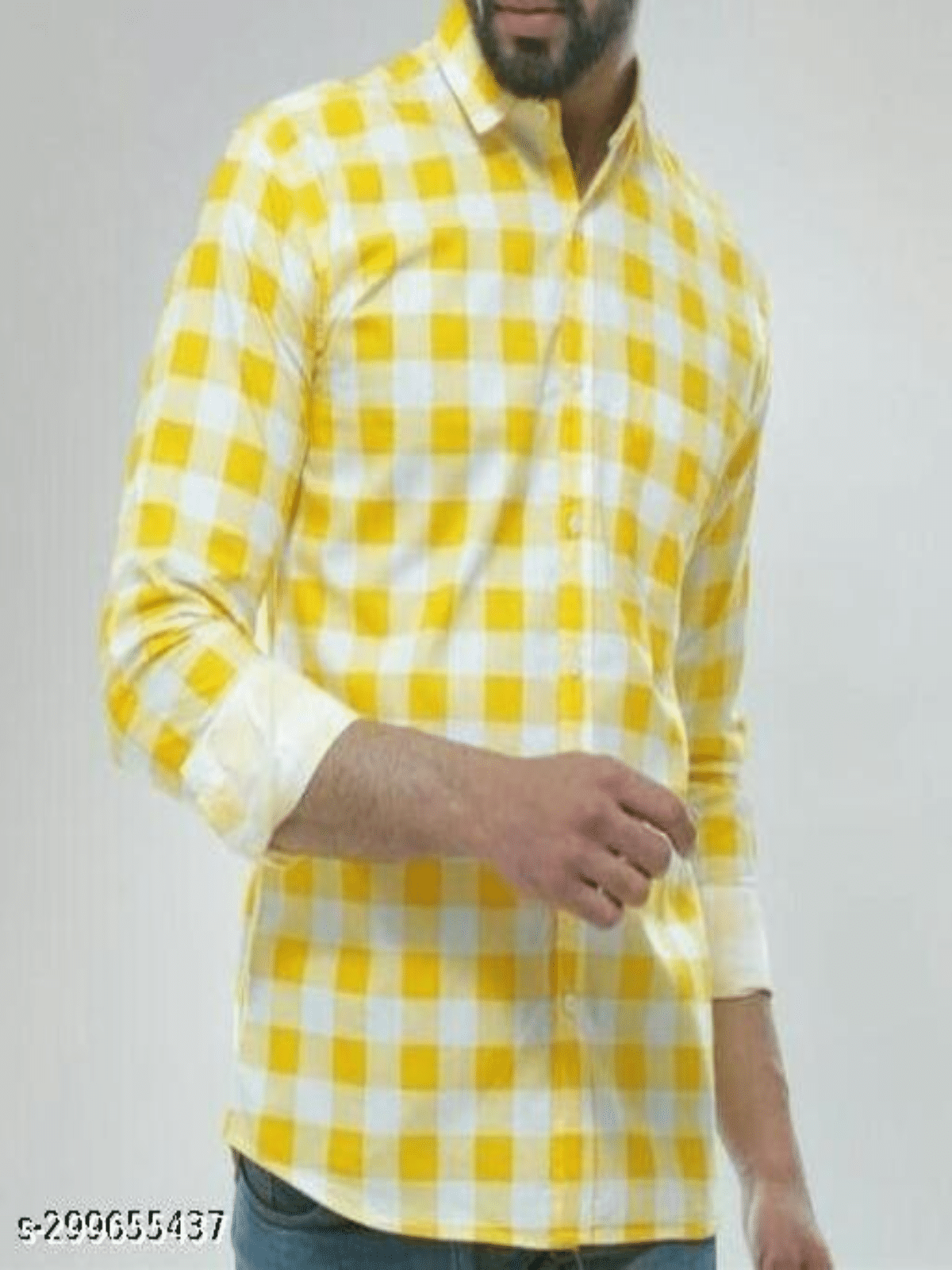     			pranat Cotton Blend Regular Fit Checks Full Sleeves Men's Casual Shirt - Yellow ( Pack of 1 )