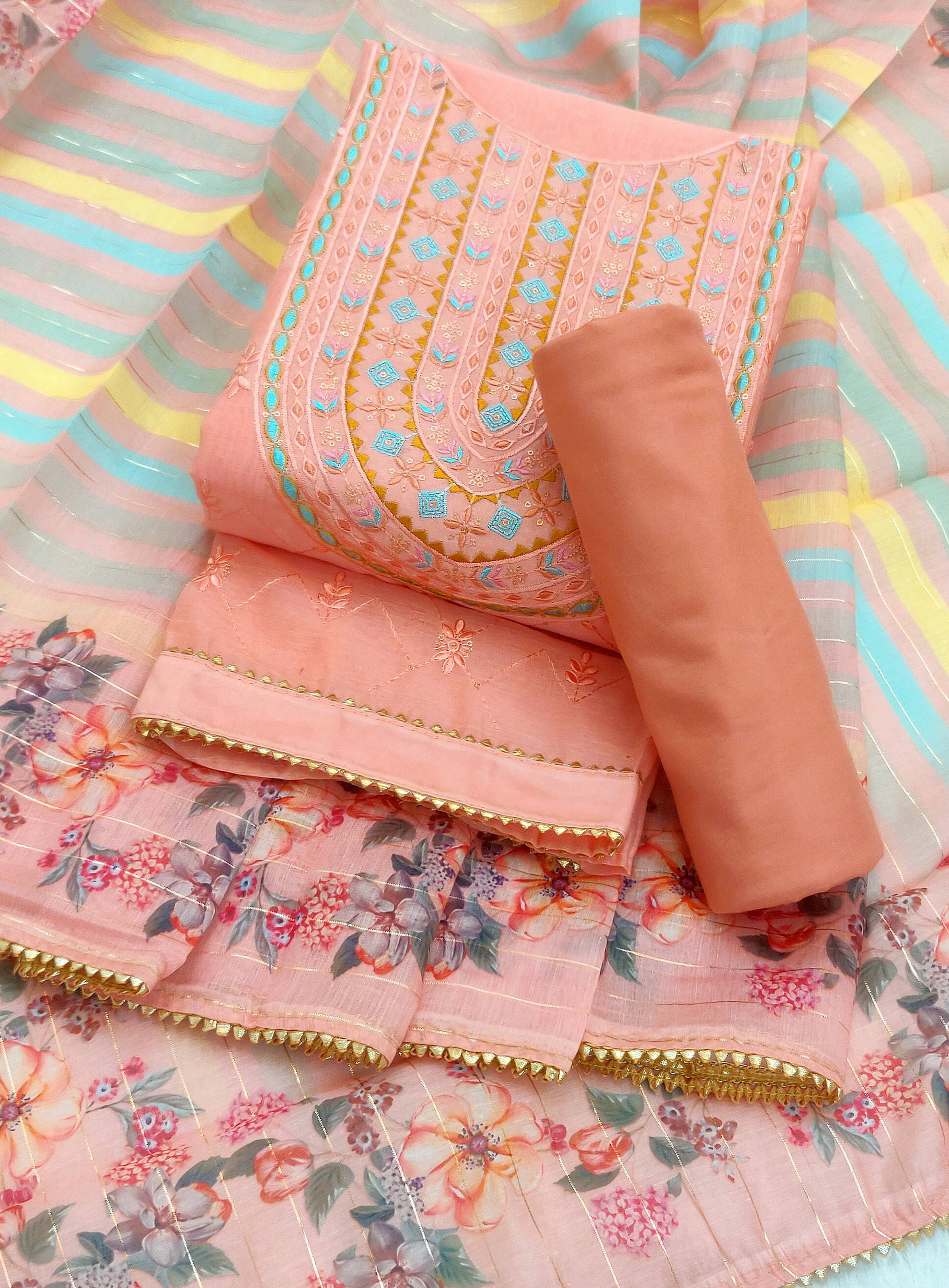tavas Unstitched Chanderi Embroidered Dress Material - Pink ( Pack of 1 )     			tavas Unstitched Chanderi Embroidered Dress Material - Pink ( Pack of 1 )