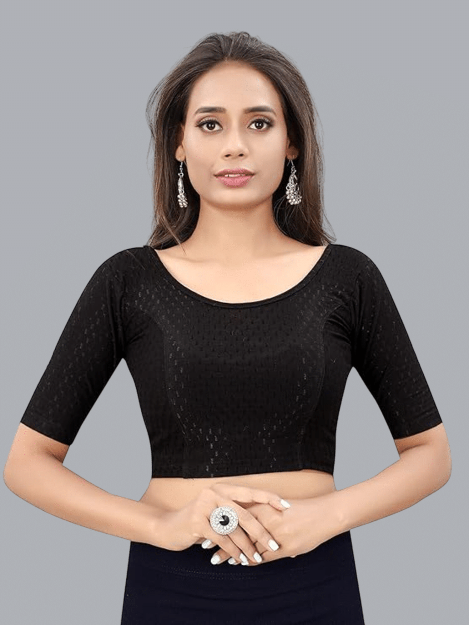 Bulbul Black Readymade without Pad Lycra Women's Blouse ( Pack of 1 ) Bulbul Black Readymade without Pad Lycra Women's Blouse ( Pack of 1 )