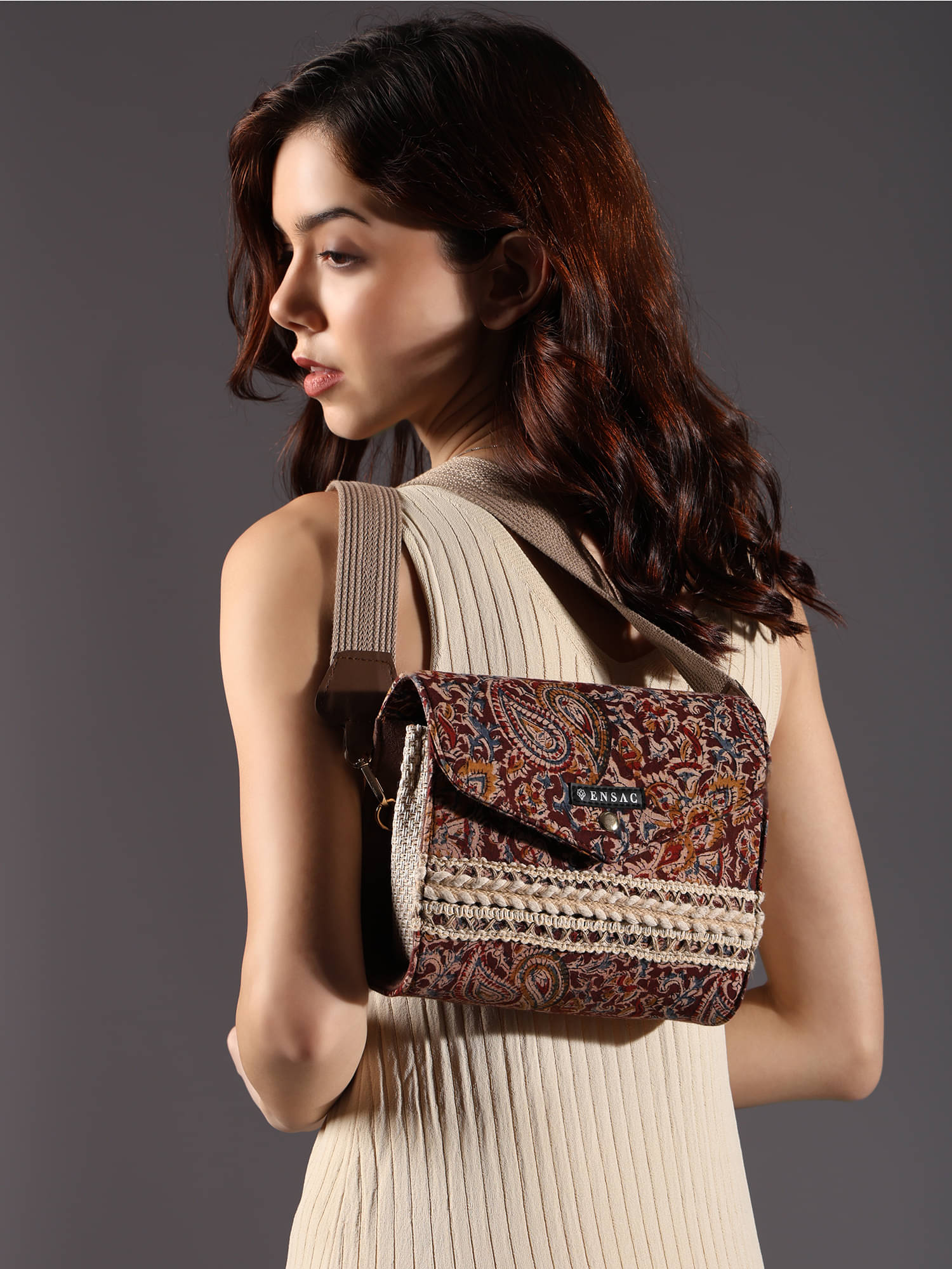     			ENSAC Sling Bag Cotton Set of 1 ( Maroon )