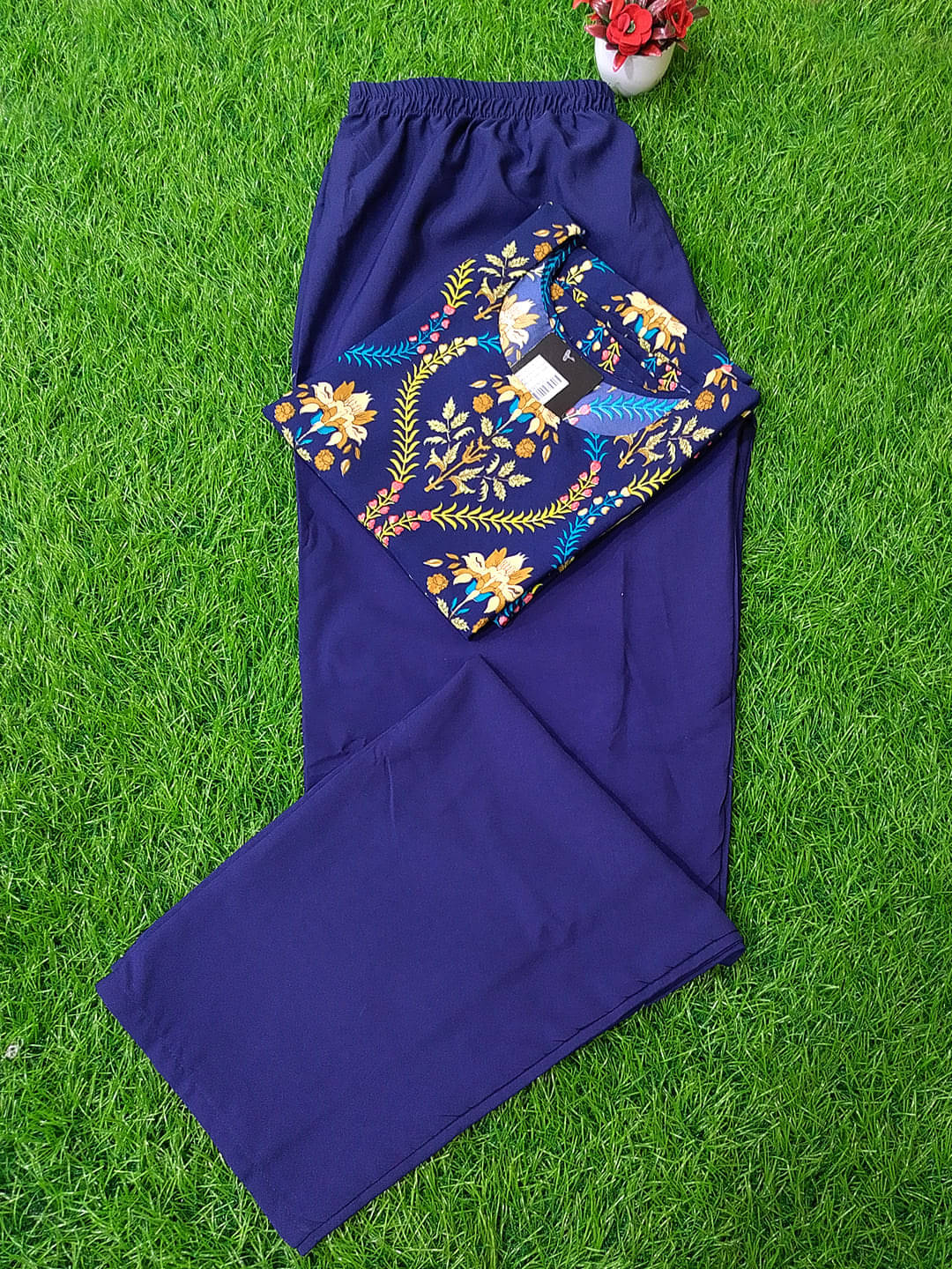 Ethnicbasket Crepe Printed Kurti With Pants Women's Stitched Salwar Suit - Blue ( Pack of 1 ) Ethnicbasket Crepe Printed Kurti With Pants Women's Stitched Salwar Suit - Blue ( Pack of 1 )