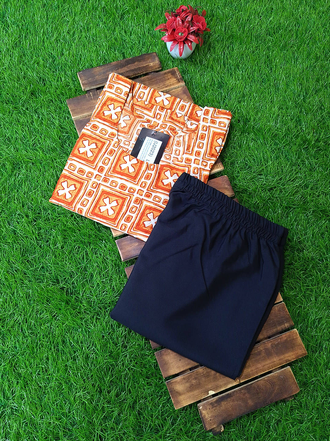     			Ethnicbasket Pack of 1 Crepe Printed Straight Women's Kurti - ( Orange )